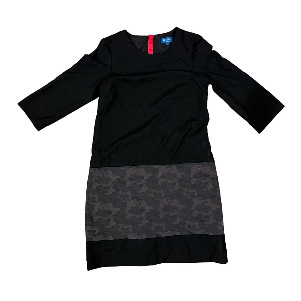 Grayes Made in Canada Colorblock Camo Shift Dress Wool Blend Size 8